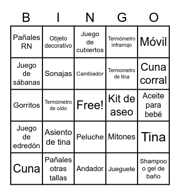Benjamin Bingo Card