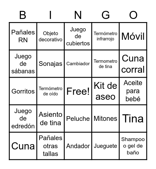 Benjamin Bingo Card