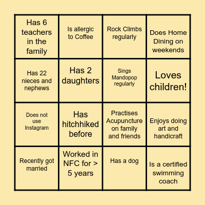 Find Someone Who Bingo Card