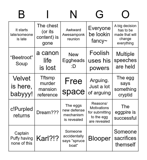 Red Banquet Bingo Card