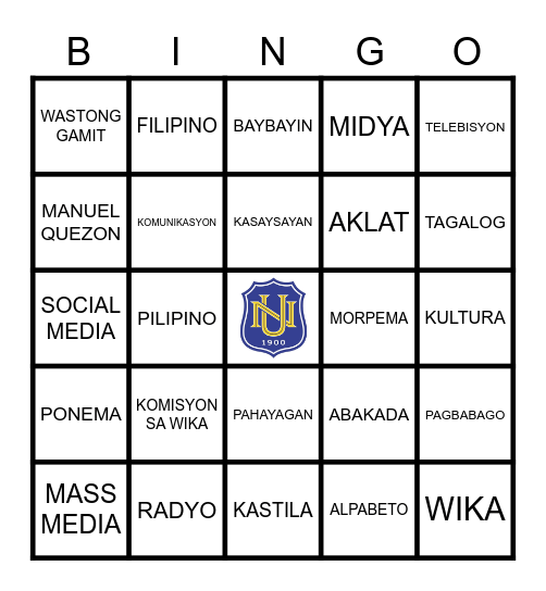 "BINGO ALA FILIPINO" Bingo Card