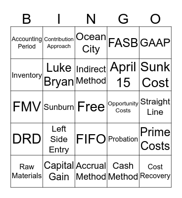 Accounting Bingo Card