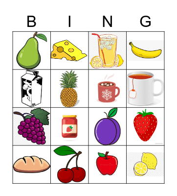 Food and drinks Bingo Card