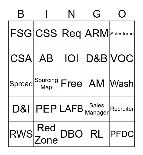Aerotek Lingo Bingo Card