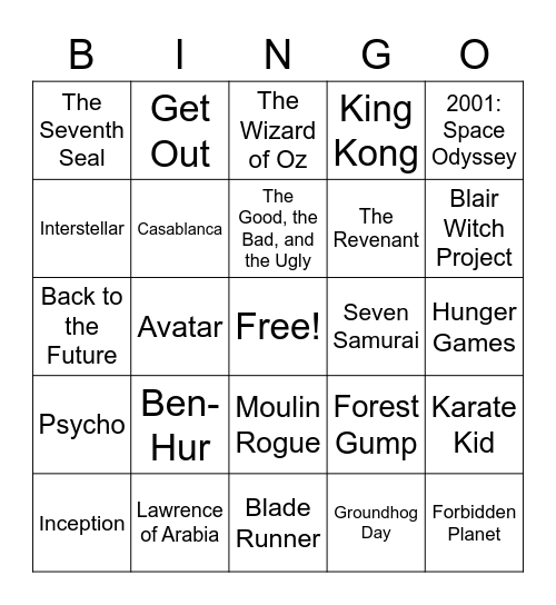 MOVIE BINGO Card