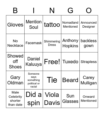 Loughran Red Carpet Bingo Card