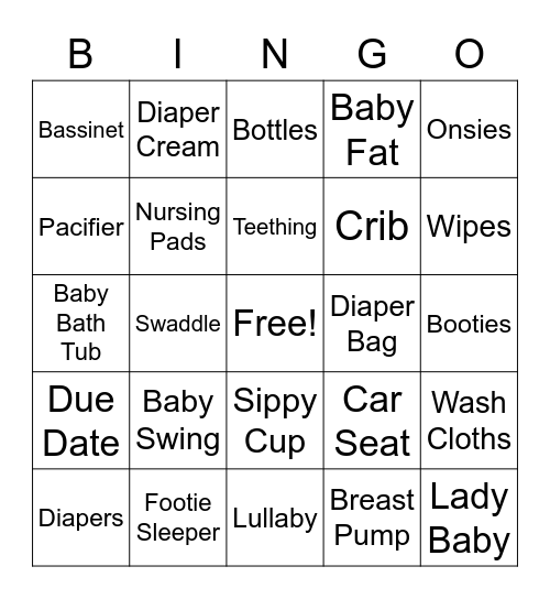 Lady Baby Bingo! Bingo Card