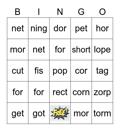 /or/ words Bingo Card