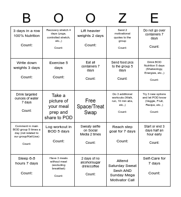 The Boozie Bunch! Bingo Card
