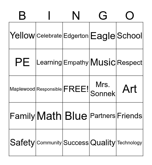 GLOW Bingo Card