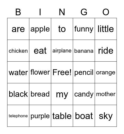 OLIVIA'S EDMARK BINGO Card