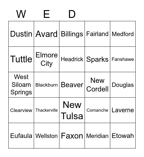 OKLAHOMA Bingo Card