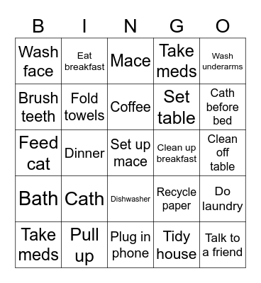 Morning routine/ afternoon and night time Bingo Card
