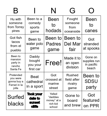 SDHS Memes bingo Card