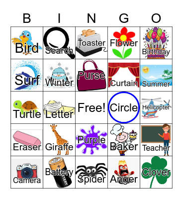 Medial & Final /r/ ER Bingo Card