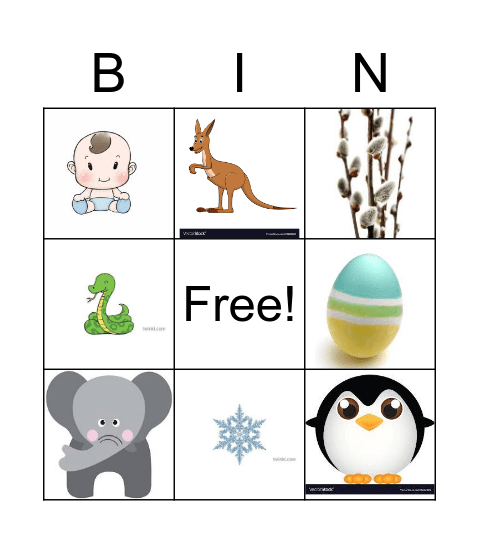 animals Bingo Card