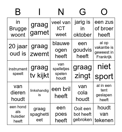 Kennismakingsbingo: Zoek iemand die... Bingo Card