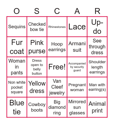 Oscar 2021 Bingo Card