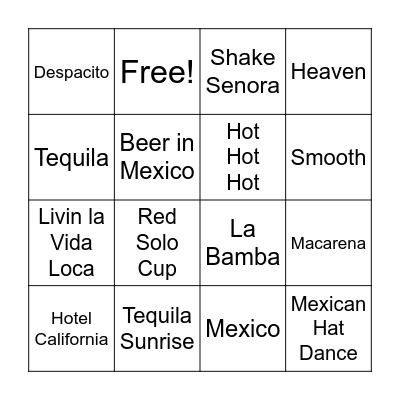 Cinco de Mayo Bingo Card