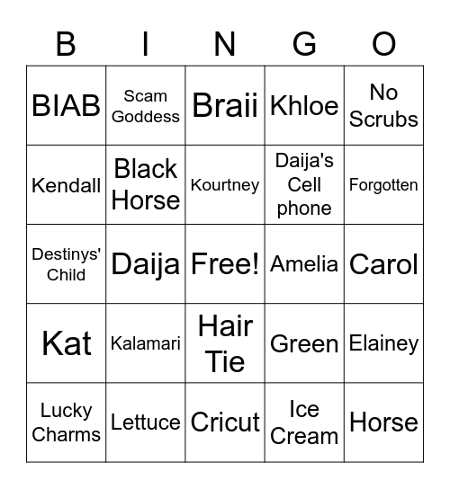 Bestie Bingo Card