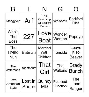 TV Themes 3 Bingo Card