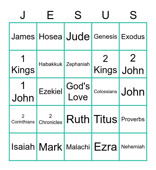 Christian Bingo Card