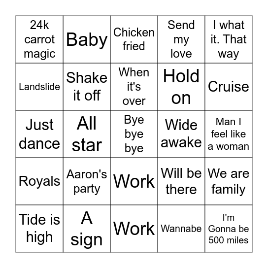 Music. Bingo Card