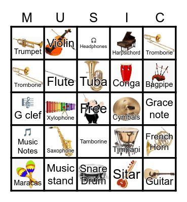 "MUSIC" Bingo Card