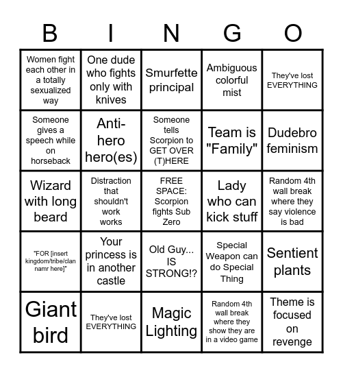 Mortal Kombat 2021 Bingo Card