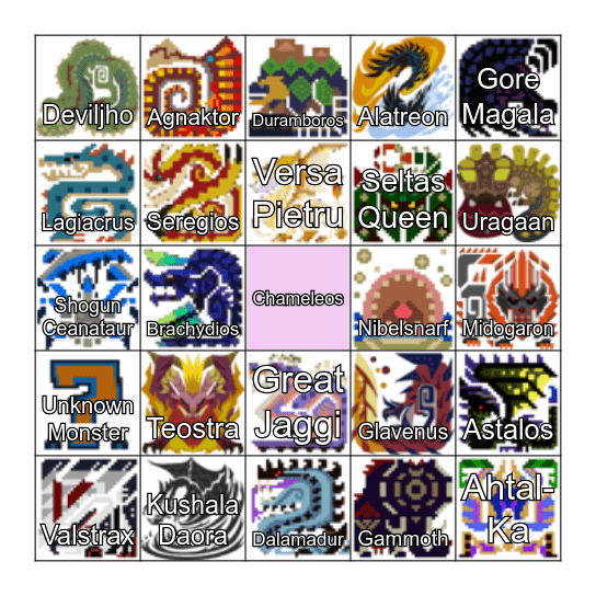 Monster Hunter Rise Ver 2.0 BINGO Card