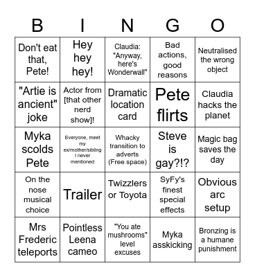 Warehouse 13 Bingo Card