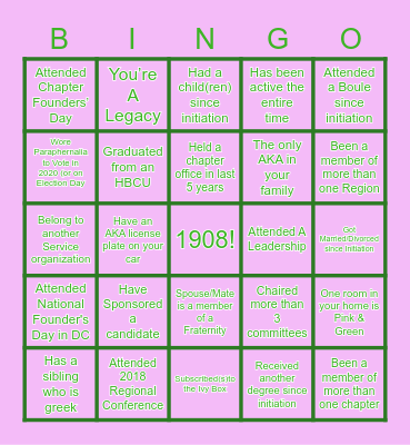 “A Pearlfect 23rd” AKAversary Bingo Card