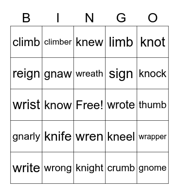 Ghost Letters BINGO Card