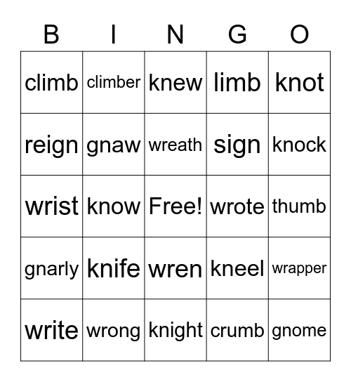 Ghost Letters BINGO Card