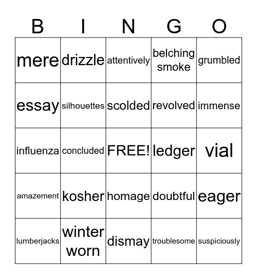 Theme 4 Vocab Bingo Card