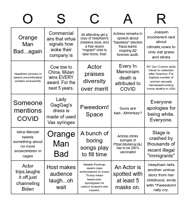 Oscars Bingo Card