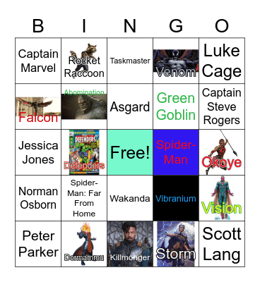 All About Marvel Bingo Card