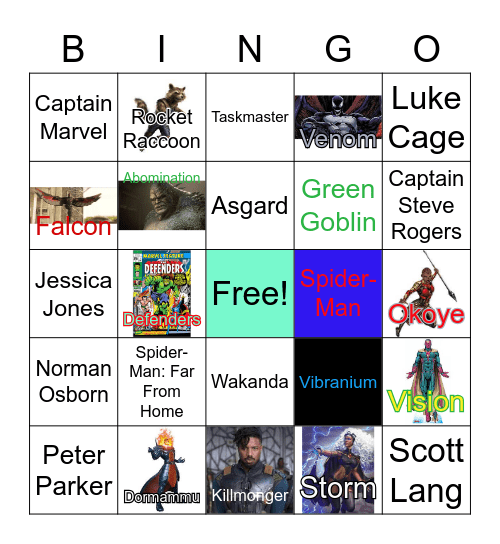 All About Marvel Bingo Card