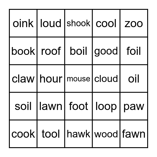 Find the Words! Bingo Card