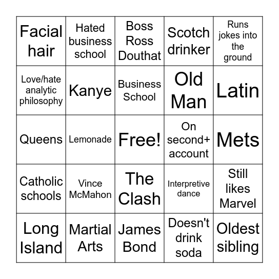 Tom Bingo Card