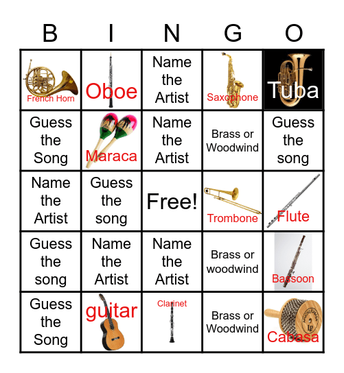 Music Bingo Card