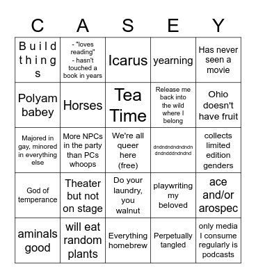 I'm not you, but maybe you're me Bingo Card