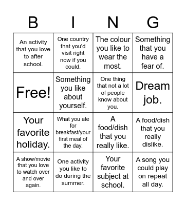 Get to Know Bingo Card