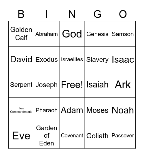 Old Testament Bingo Card