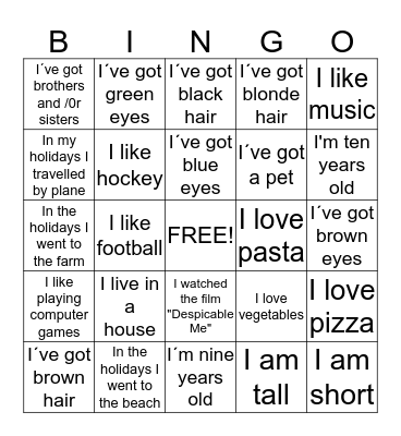 This is me! Bingo Card