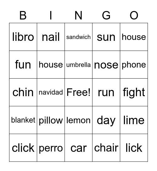 Spanish Club Bingo! Bingo Card