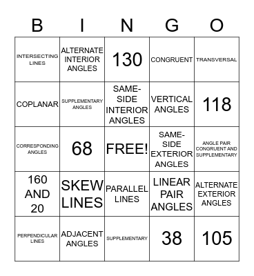 GEOMETRY BINGO Card