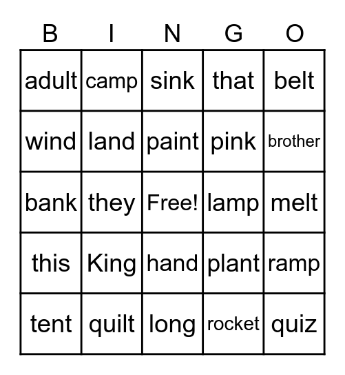 PHONICS 4 Bingo Card