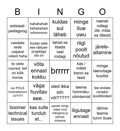 #just aet things 2020 Bingo Card