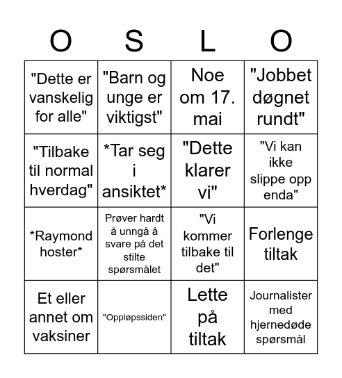 Pressekonferanse i Oslo Bingo Card